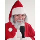 locutor de loja fantasiado de papai noel