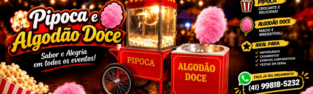 Locação De Carrinhos De Pipoca/Algodão Doce/Picole!/Churros e Crepes