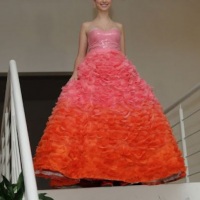 Vestido de Debutante - saia com aplicação de milhares de flores de organza