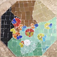 Quadro em mosaico de pastilhas de vidro e cermica da  "Jardim das Borboletas"