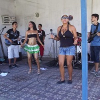 Banda Eletrizar num dos camarotes no desfile do Galo da Madrugada 