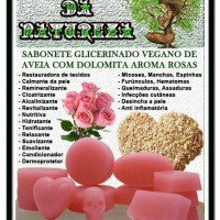 Sabonete Glicerinado Vegano Artesanal de Rosas Com Aveia e Dolomita