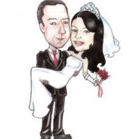 caricatura de noivos para convite de casamento