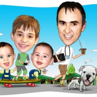 Caricatura família