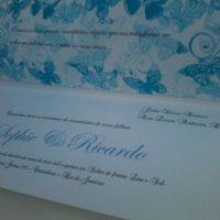 Convite de casamento azul de borboletas tambm fazemos para 15 anos e aniversrio em geral.