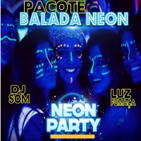 Pacote Balada Neon - DJ + Som + Iluminao UV LED e Mquina de Fumaa.