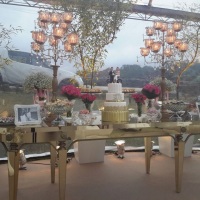 mesa de doces em casamento ao ar livre