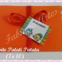 Convite Patati Patata (tamanho 7 x 10) 
Parte fora com tag para colocar nome dos convidados