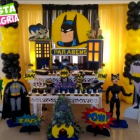 Batman, tema de festa, decorao, montagem de bales.