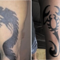 Drago e Escorpio no brao do Tatuador para testar o teor da henna