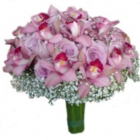 bouquet de noiva c/ cimbidiuns e rosas