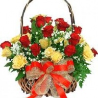 cesta com duas dz.de rosas V.A
