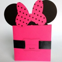 Convite Minnie rosa/pink preto