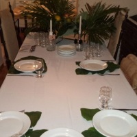 Mesa de Jantar Com Folhas Verdes Como Supl