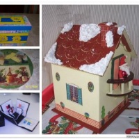Porta- fotos técnica mexicana, tábua de frios, porta panetone, e caixa de costura.
