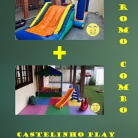 Castelinho play kids com escorrega + piscina de bolinhas com rea baby