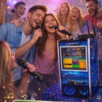 Loca��o de karaok�, projetor, Caixa de som, fliperama, aero Hockey, tot�, basquete eletronico, m�qui