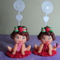 lembrancinha da moranguinho baby com porta recado.