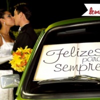 Placa personalizada "L vem a noiva", "Felizes para sempre" ou outra frase