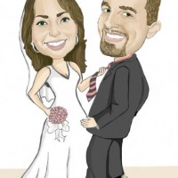Caricatura de casal colorido