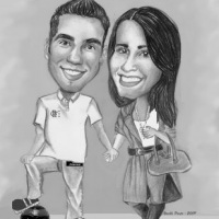 Caricatura casal grafitada