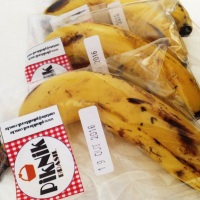 Bananas prontas para consumo, embaladas individualmente