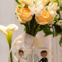 Casamento clssico canecas personalizadas bouquet da noiva