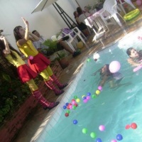 recreação na piscina