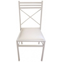 Cadeira de ferro branca com assento estofado