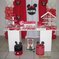 Decora��o mesa doces tema Minie