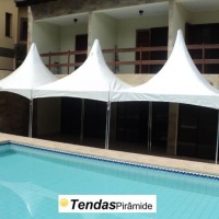 Tenda Chapu de Bruxa com calha de escoamento e conjugamento (conect just) www.tendaspiramide.com.br
