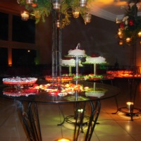 bolo casamento mesa de vidro