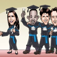 Lima Duarte, Malu Mader, Will Smith, Marcio Garcia e Rodrigo Santoro se formando.