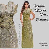 Vestido de Festa dourado, para me da noiva, em tafeta importado
